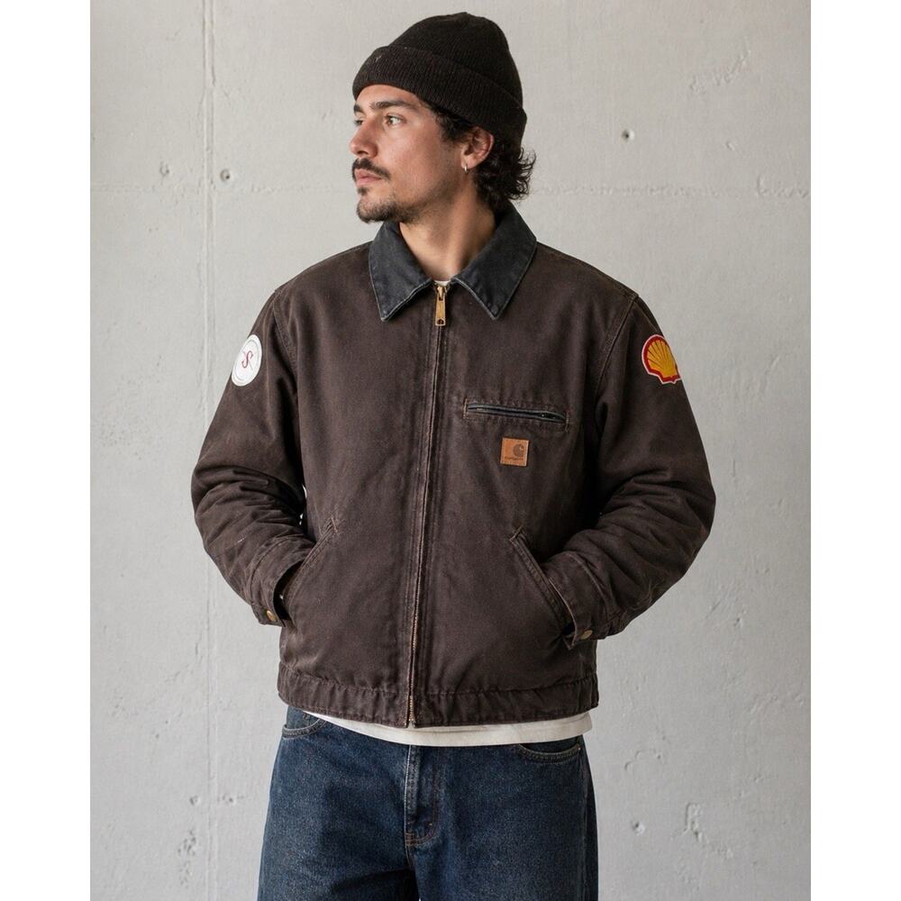 Vintage Carhartt Detroit Jacket J97 Chestnut Blanket Lined Workwear Size M